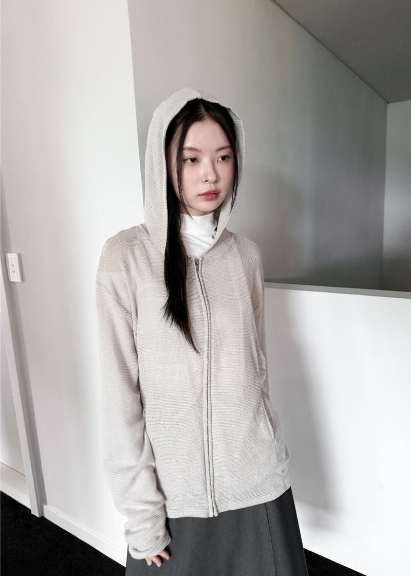 SOFT KNIT HOOD ZIP-UP