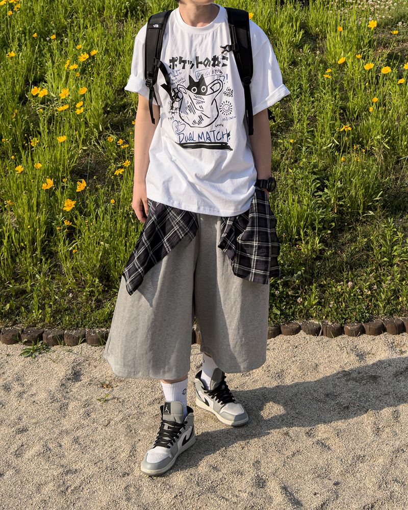 Lever Check Layered Bermuda Pants