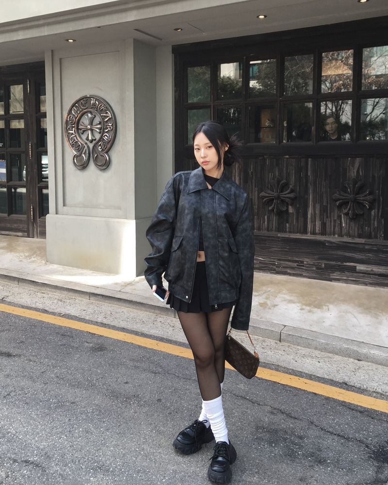 [Made] Rene leather jacket -black