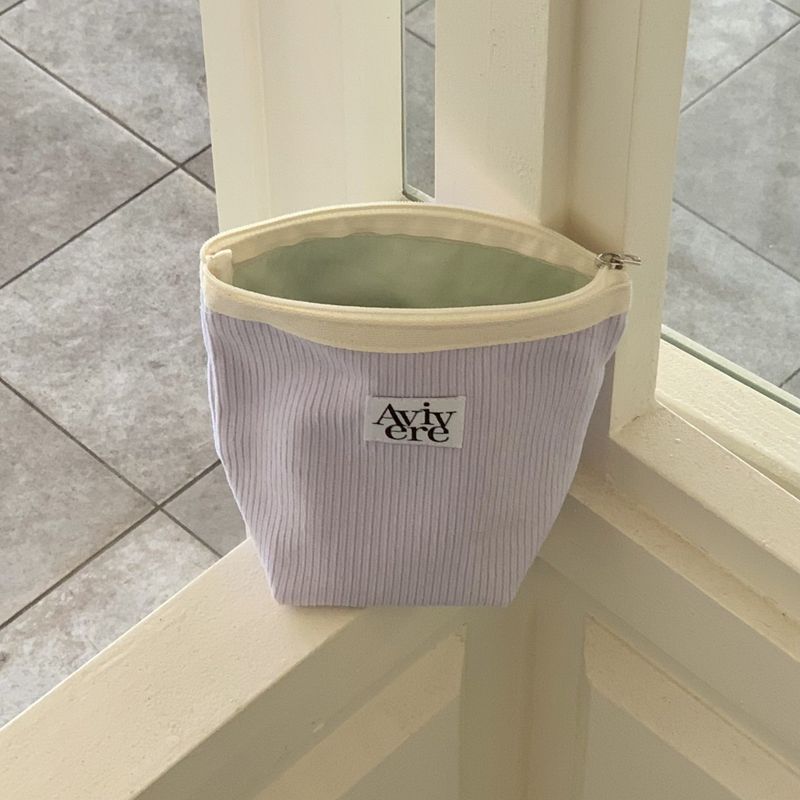 classic pouch_corduroy white purple