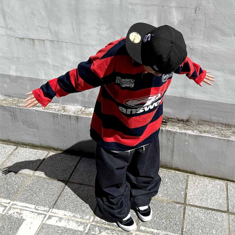 Oversized Old-School Stripe Polo Shirt