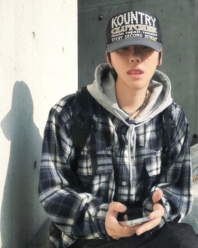 Stern Peach Check Hoodie 3C