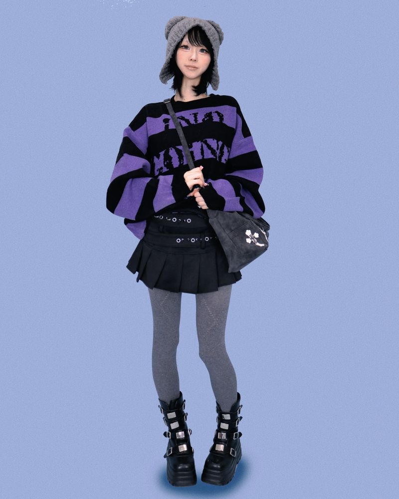 ストライプパンクボックスニット (2color)
