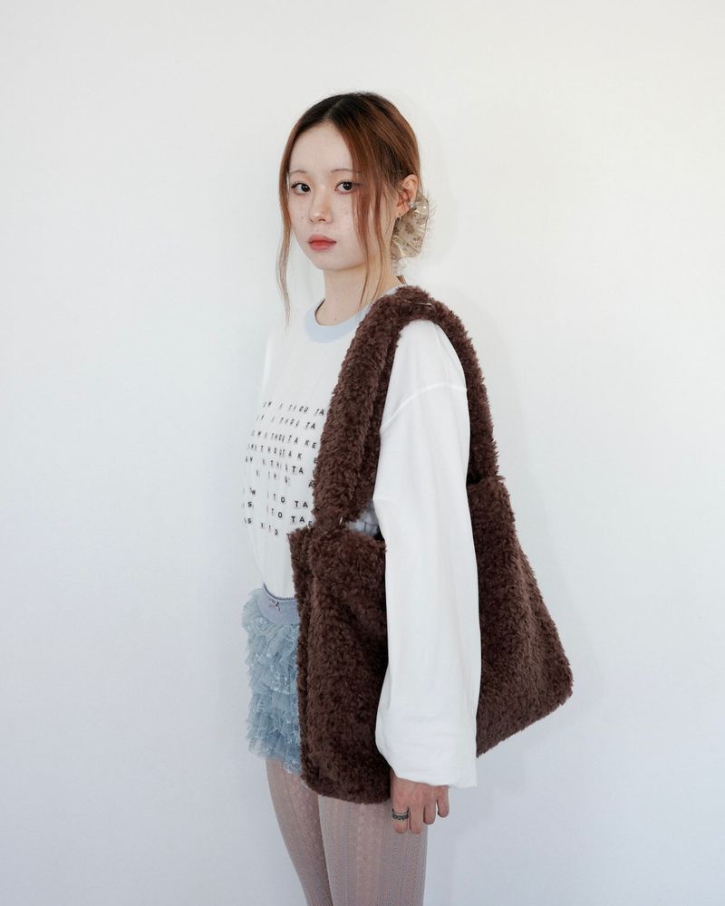 Teddy fluffy big bag _ dark brown
