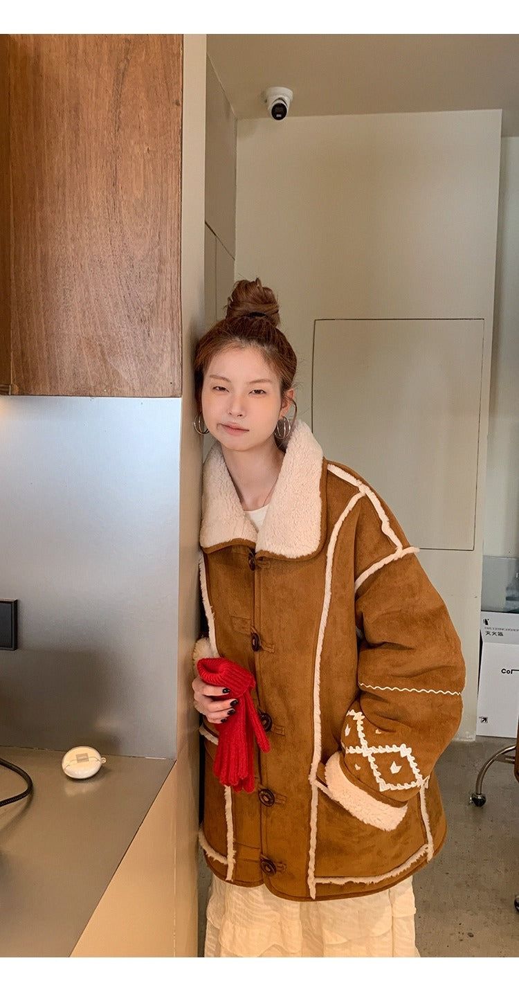 Camel suede oversized fit coat