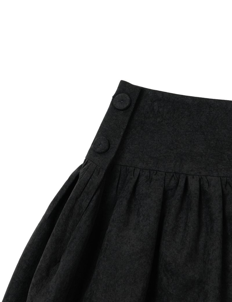 BUTTON PUMPKIN MIDI SKIRT(BLACK)