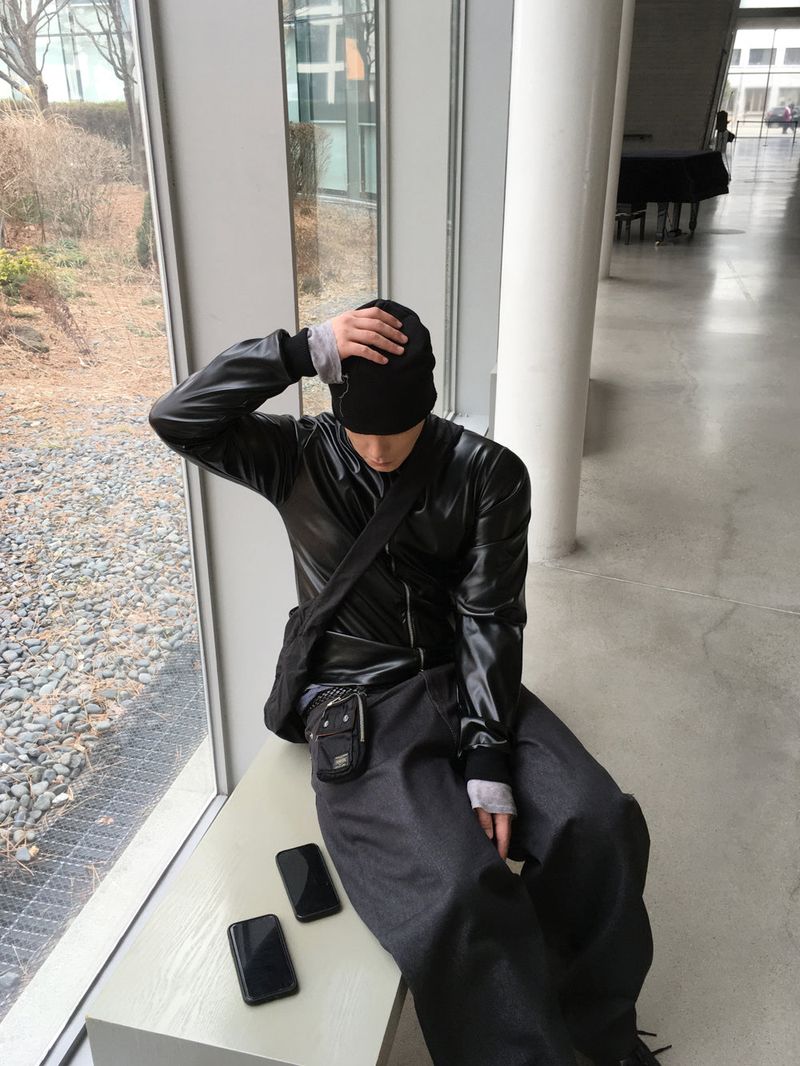 No.1614 leather jersey ZIP-UP