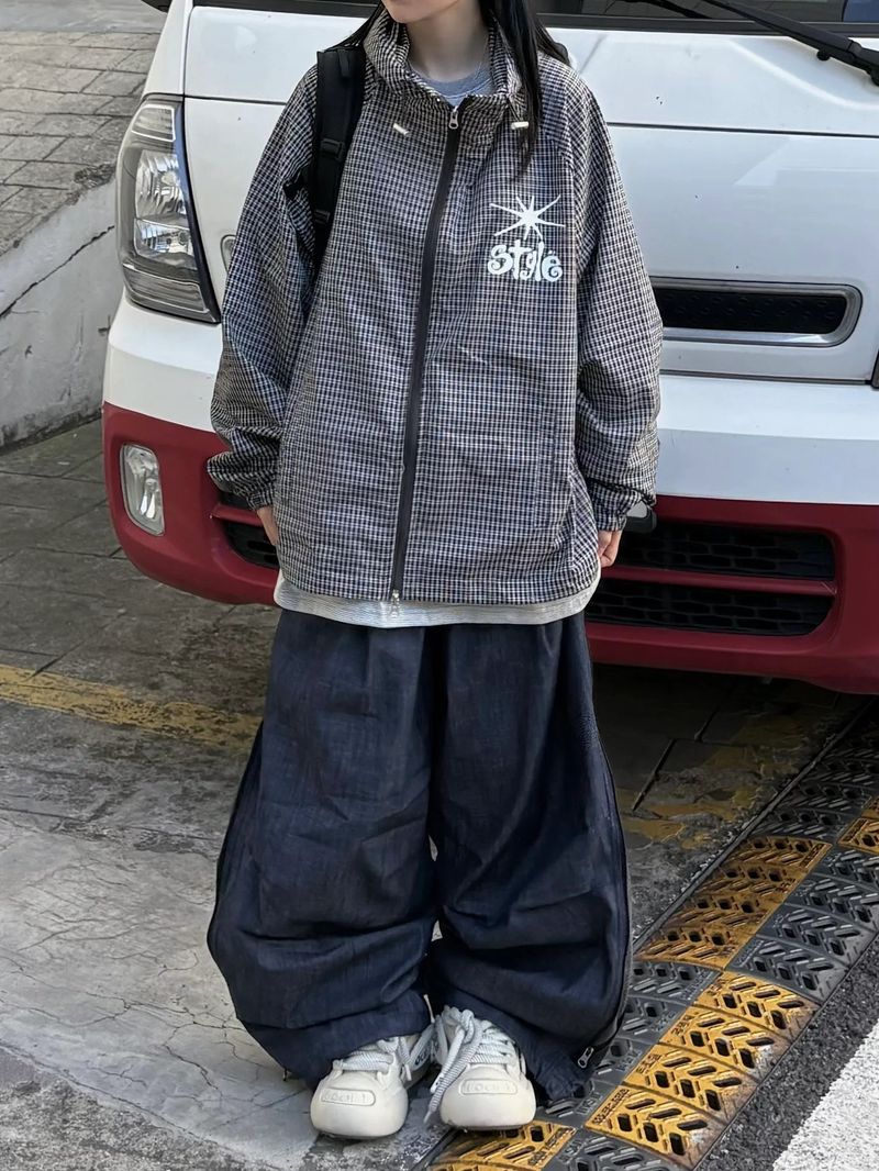 style check hood jacket