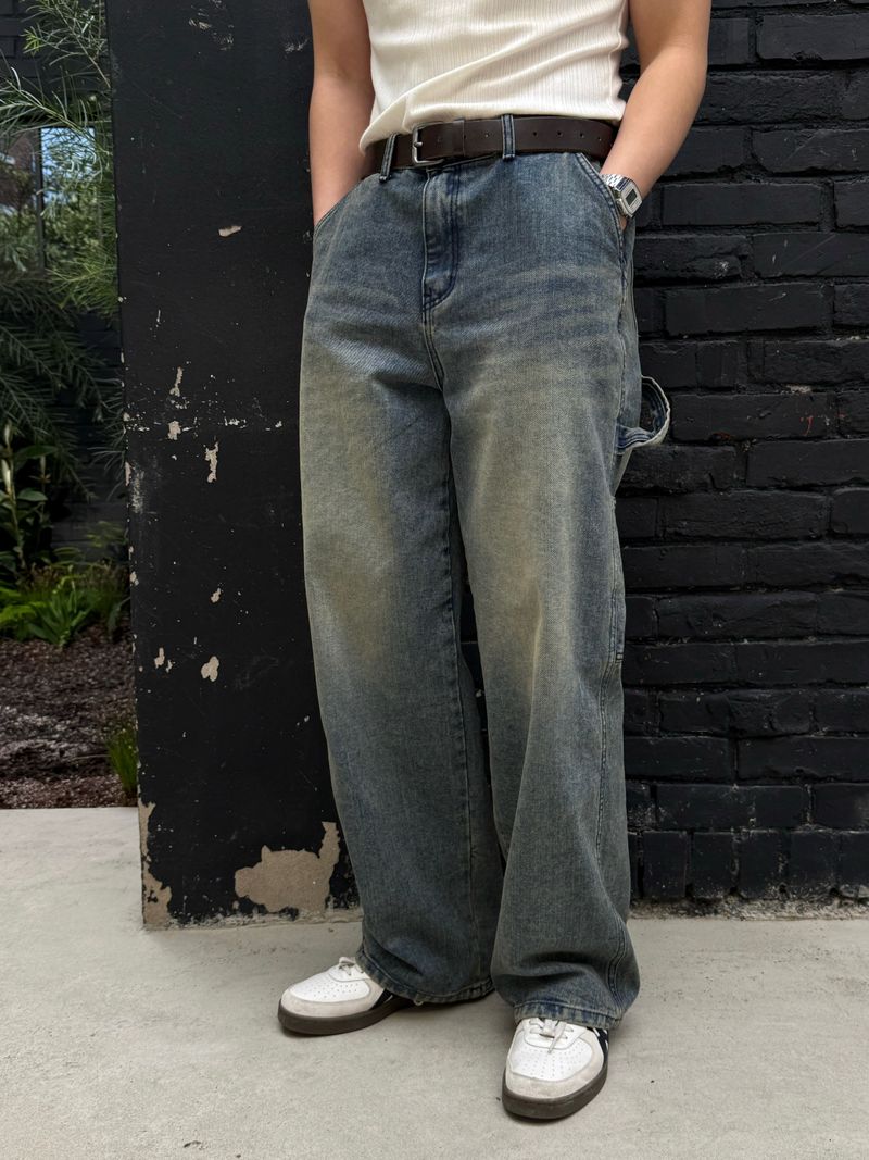 Dying patch carpenter denim