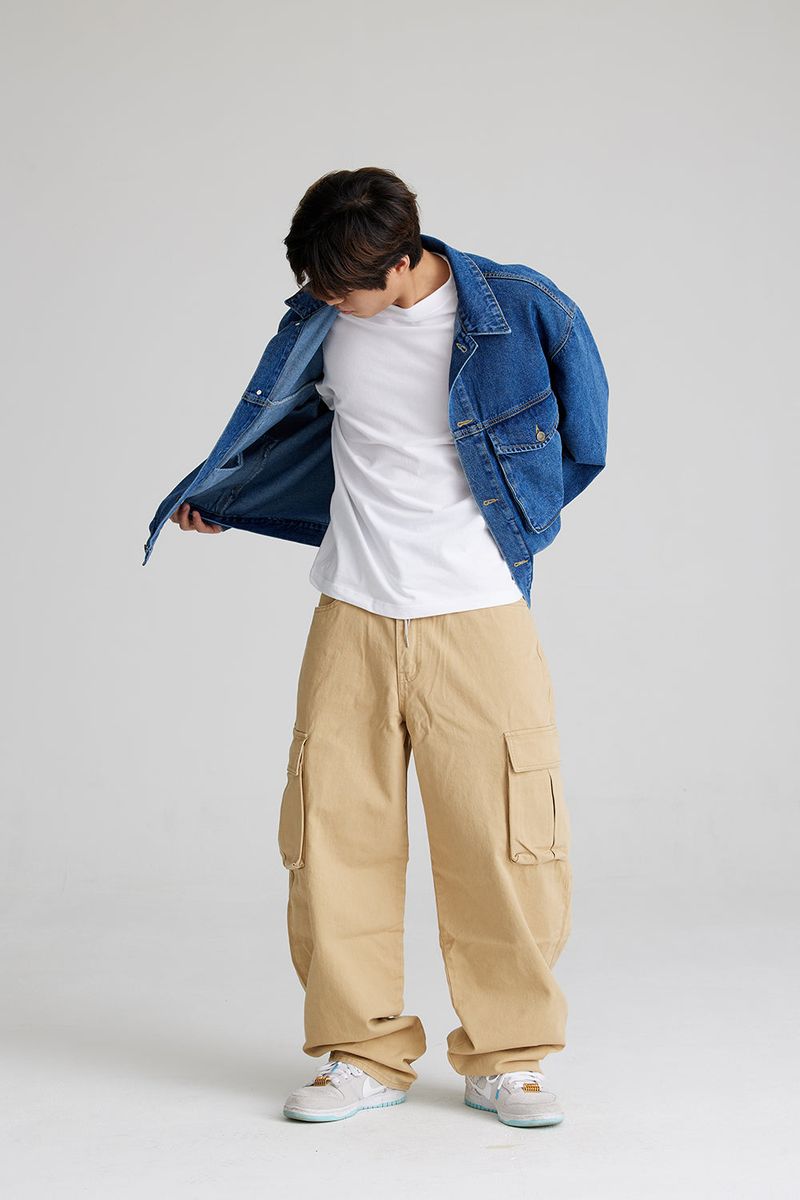 CARGO LOOSEFIT COTTON PANTS BEIGE