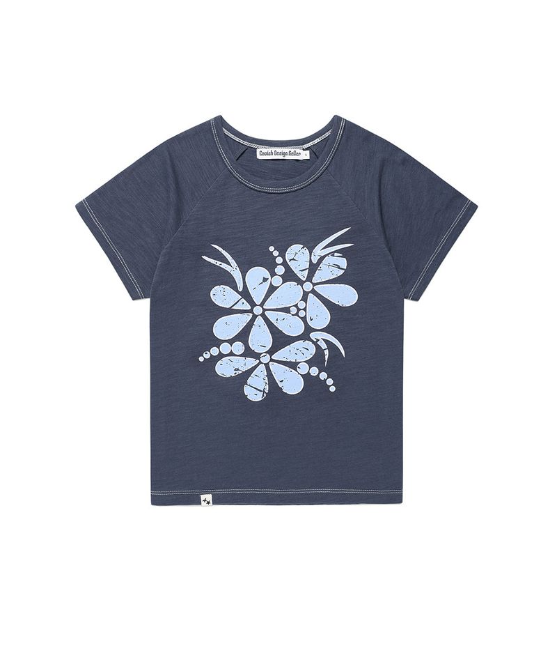 cavish（カビシ）の「VINTAGE FLOWER RAGLAN SS TEE NAVY(CV2GMFT510A)（Tops）」