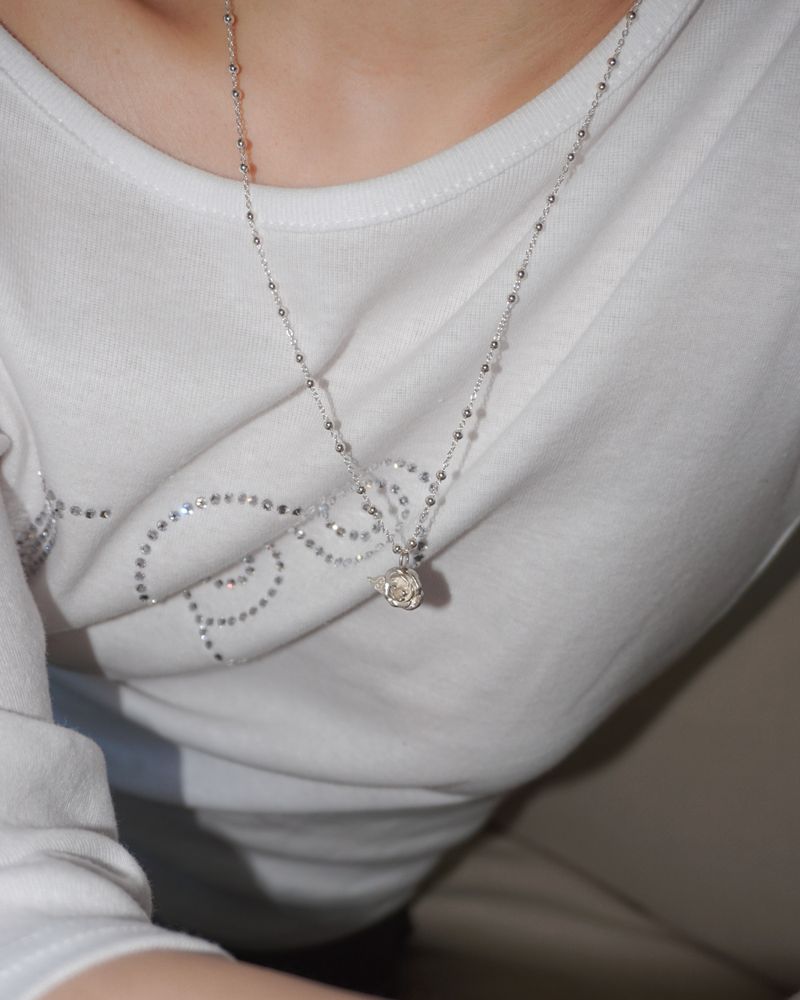 [925SILVER] PURE ROSE PENDENT NECKLACE