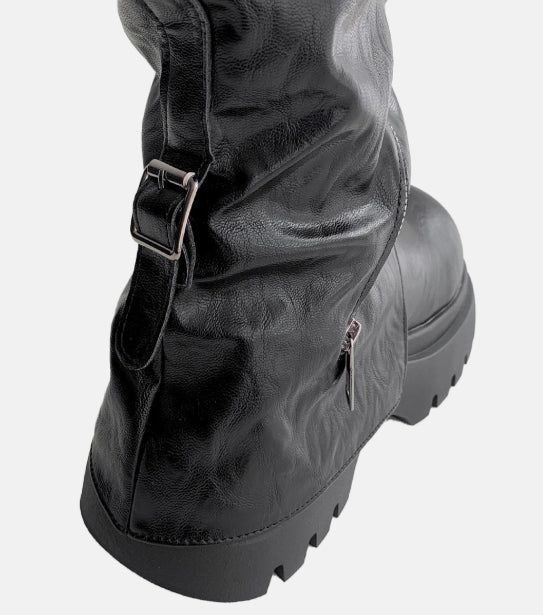 Crack Slit Zipper Boots