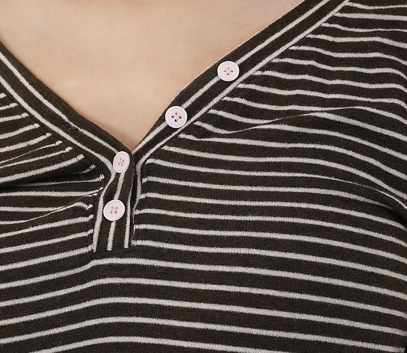 Stripe Button Slim Fit Knit