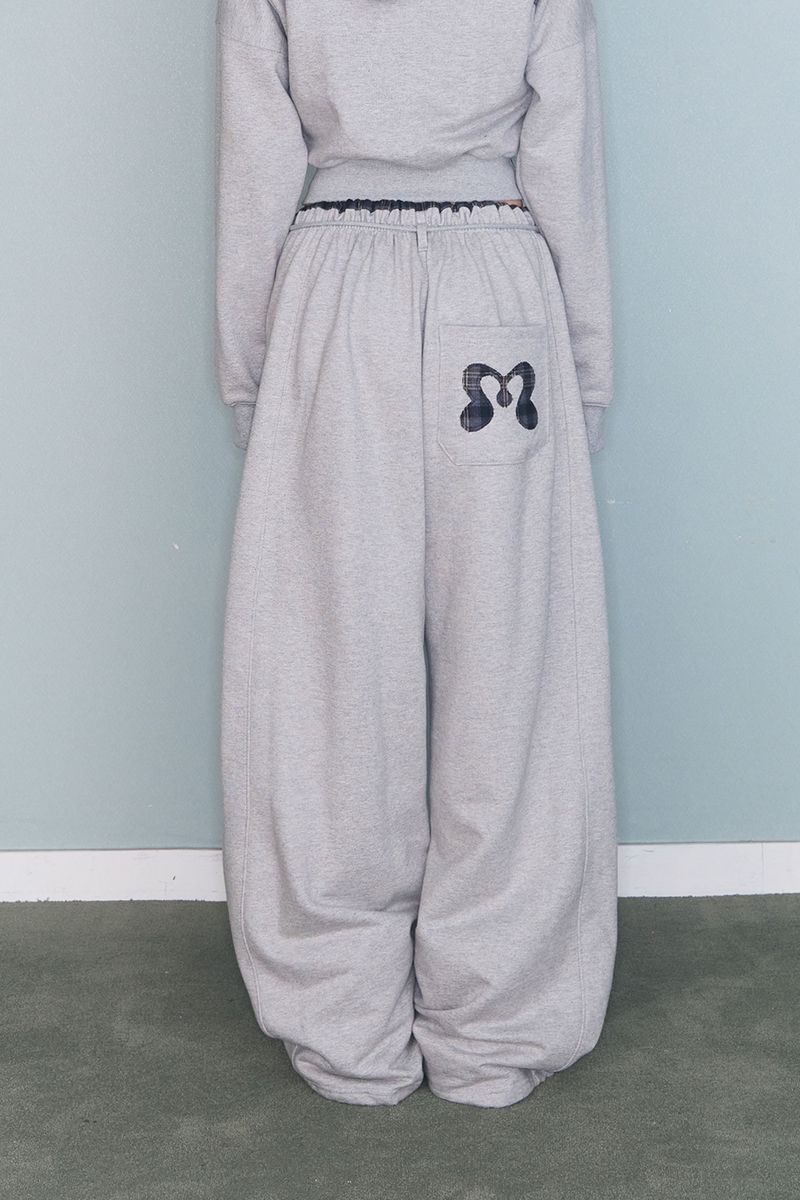 CHECK CONTRAST SWEAT PT GREY