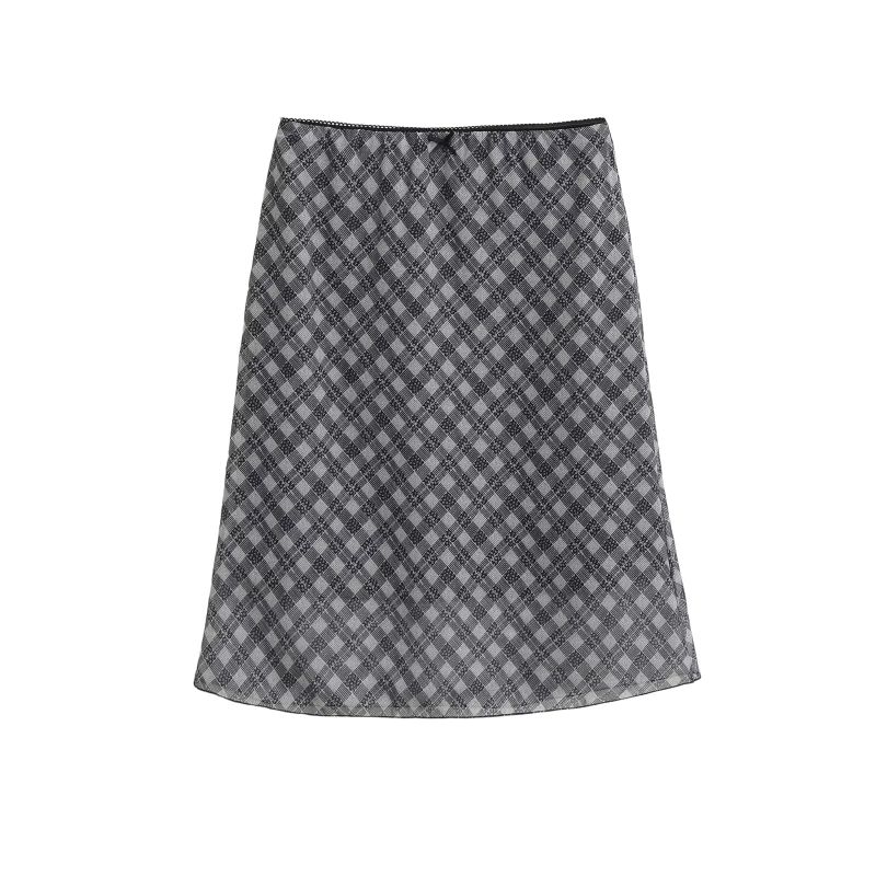 Check & Dot Mix A-Line Skirt 233114720