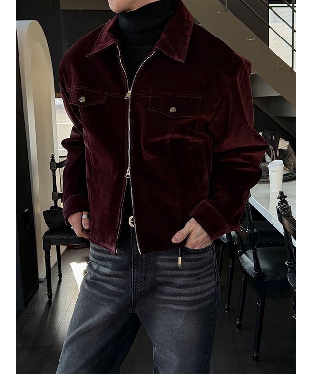 LAURANT（ロラン）の「[F/W] Velvet zipper trucker jacket(2color)（Jackets/Outerwear）」