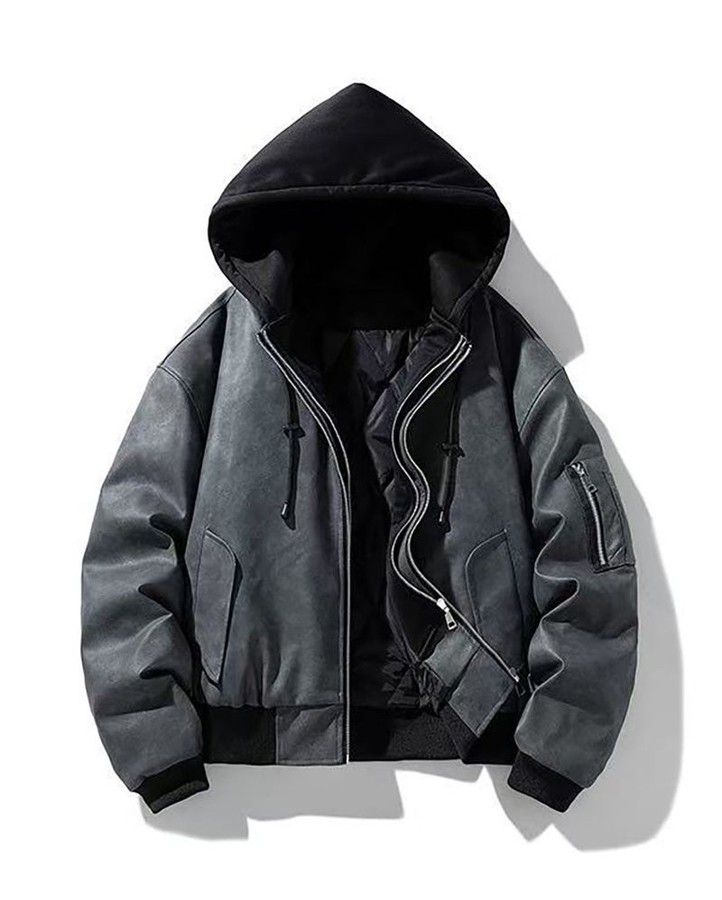 Neren Hood Bomber Leather Padding