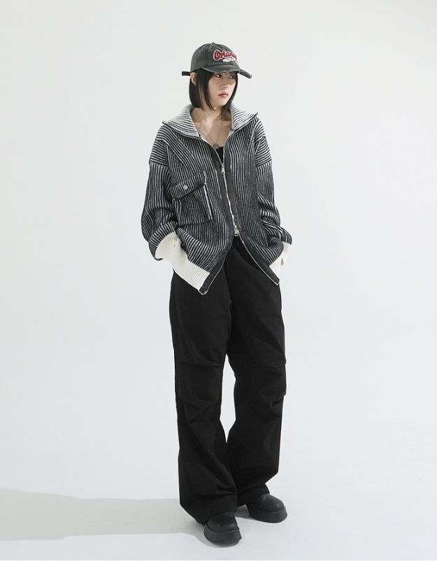 Adel pocket zip-up knit