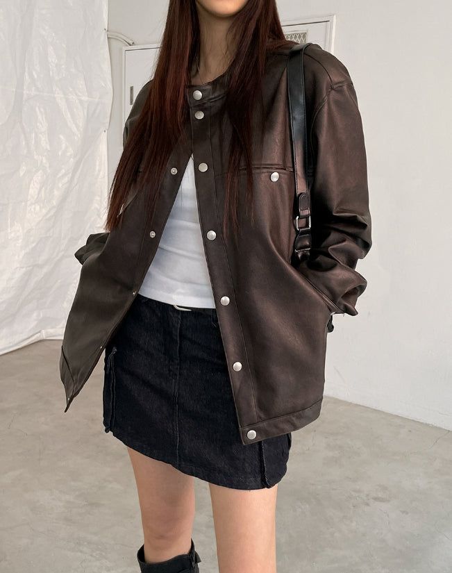 Margo Snap Pocket Balloon Leather Jacket