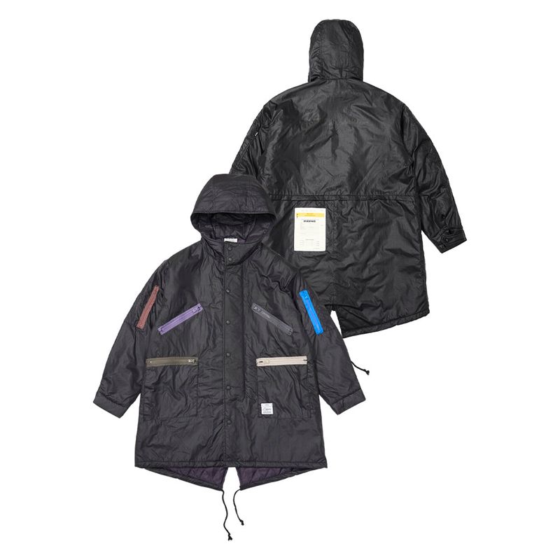 ZIPPER OVERSIZED FISHTAIL PARKA BLACK / KHAKI