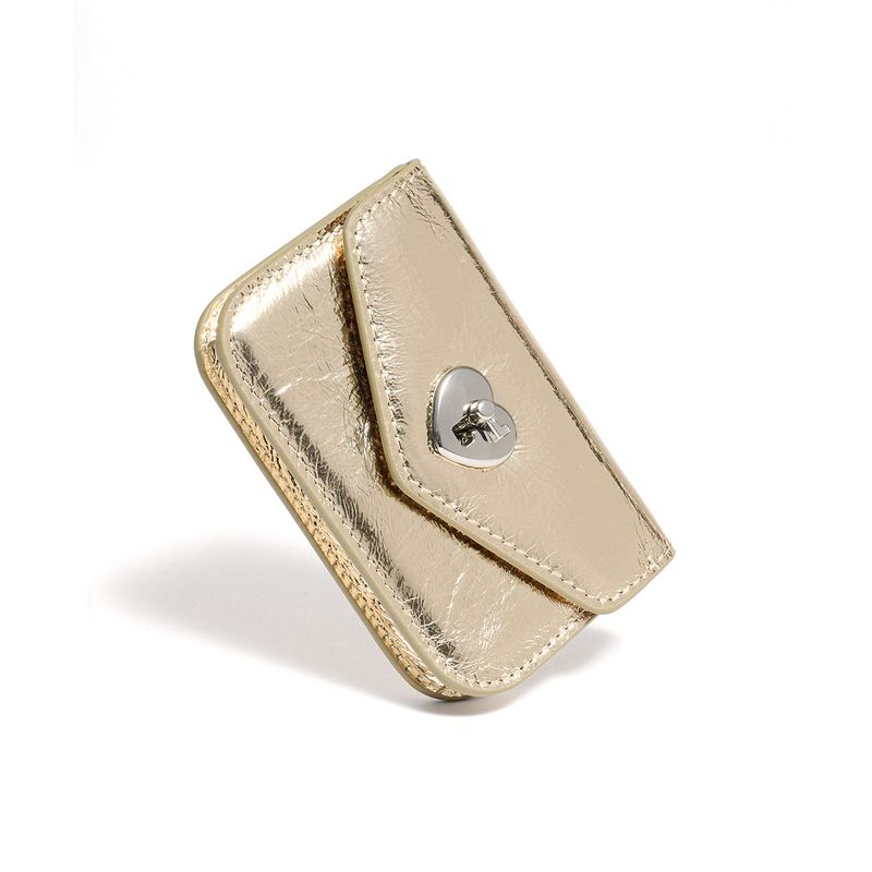 Heart Lock Compact Card Wallet shine gold