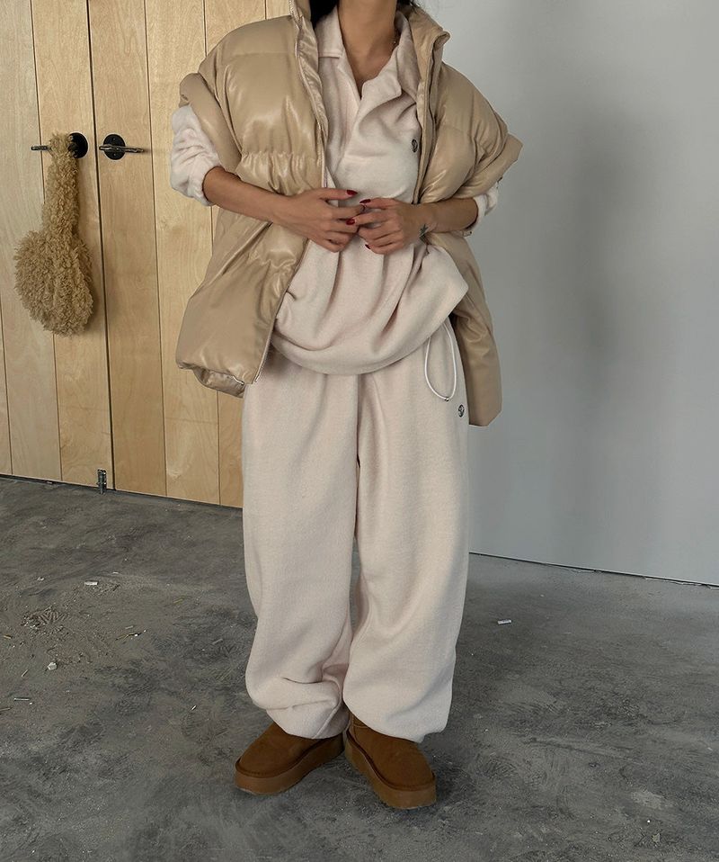 Oversized fit leather padded vest