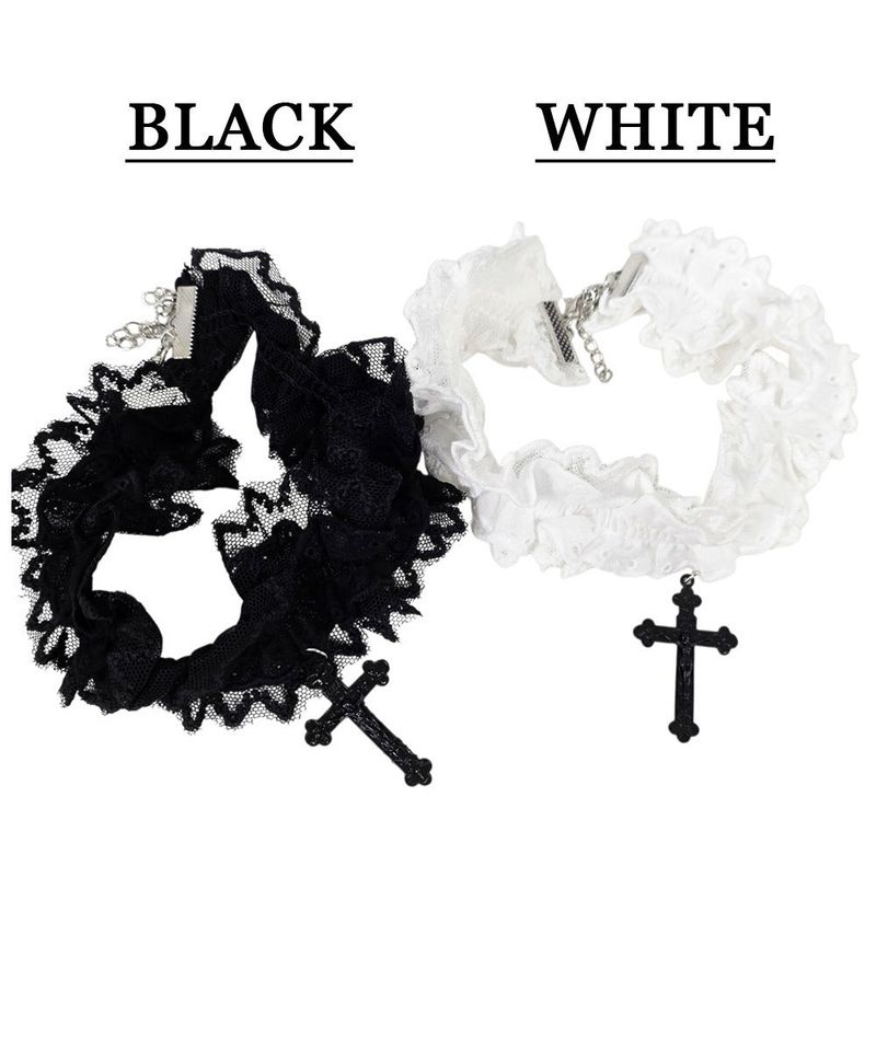 Gothic Cross lace choker