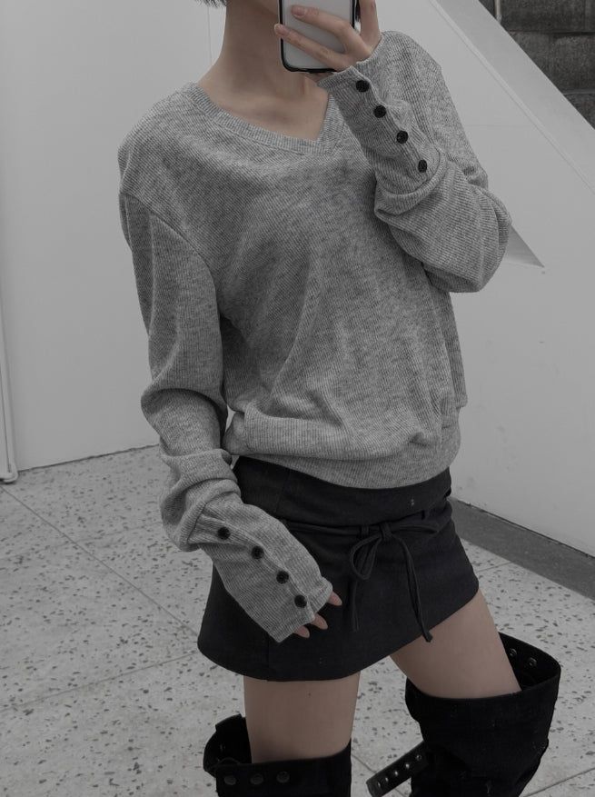 Zven Button V-Neck Knit