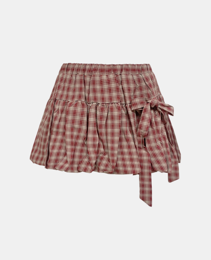 Rosetta Check Ribbon Balloon Skirt