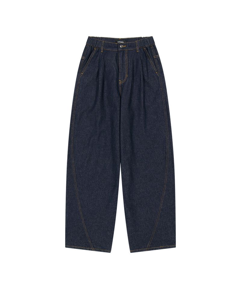 TWO TUCK CURVED DENIM PANTS_BLUE