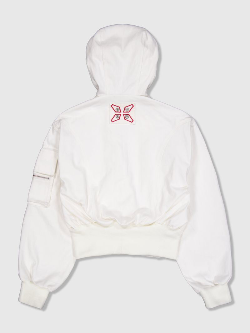 Circle Denim Bomber Jacket (White)