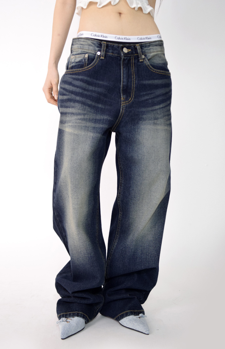 (UNISEX)fall blue denim pants