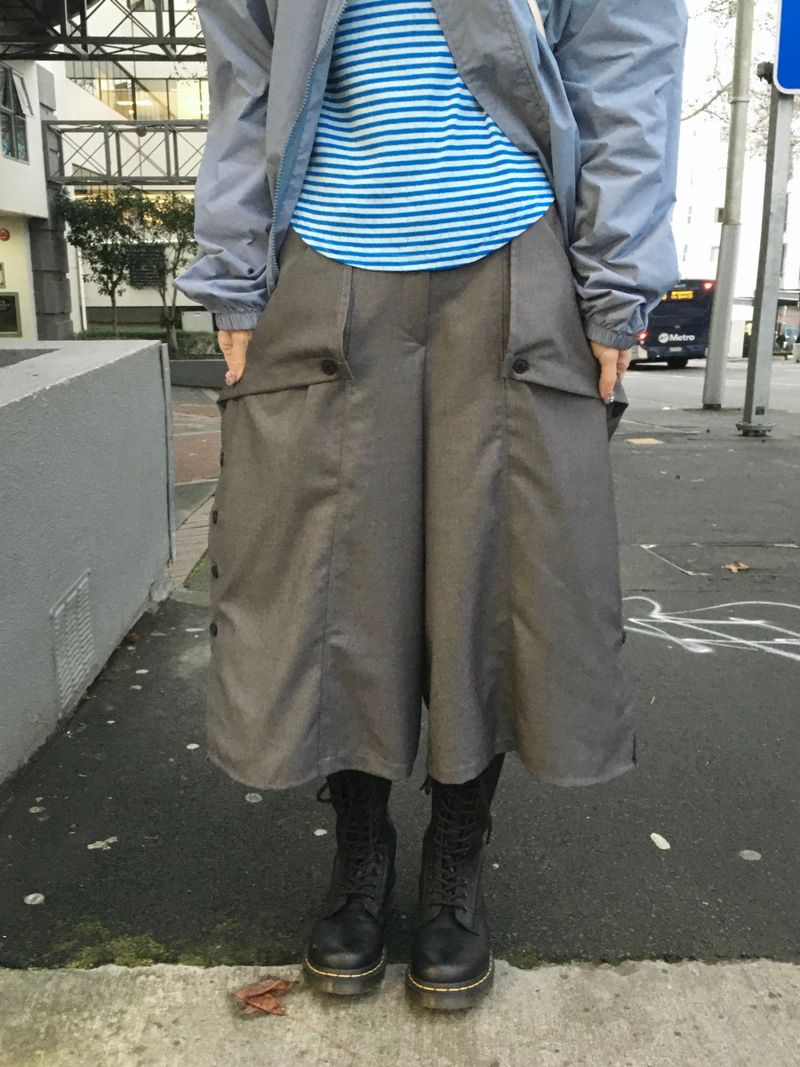 フレアボタンワイドバミューダパンツ (3c)