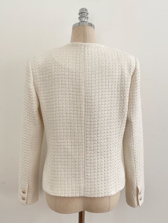 Shurea No Collar Pearl Tweed Jacket