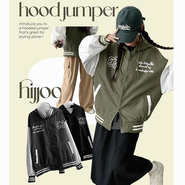 hijjoo(ハイチュー)の「Arom Color Coloring Bar City Two-Way Hood Zip-Up Jumper(Jackets/Outerwear)」
