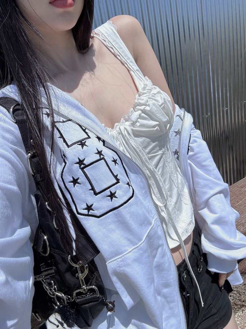 flag star hoodie zip-up(3 color)