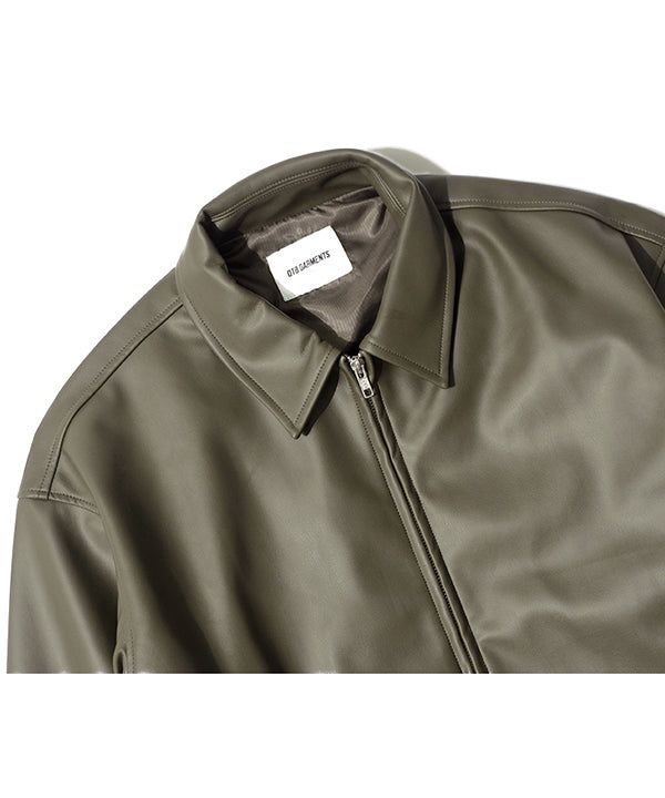 LB Synthetic Leather Single Jacket (Grey Khaki)