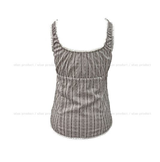 Zuki Vintage Ruffle Button Top