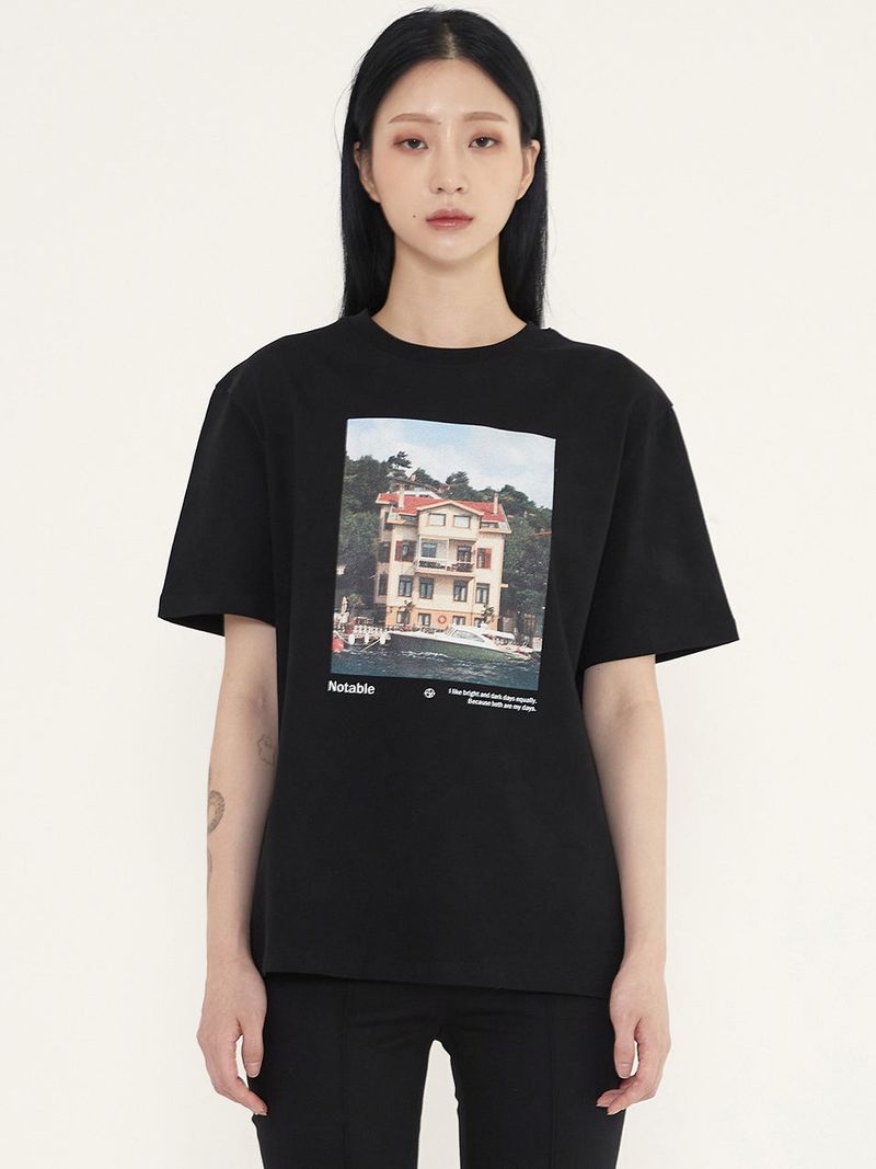 notable(ノッタブル)の「GRAPHIC BOAT T-SHIRT - BLACK(Tops)」