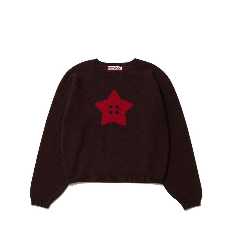 STAR BUTTON KNIT - BROWN