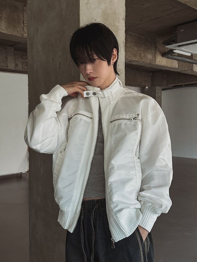 Hi-Lo Zipper Banded Jacket