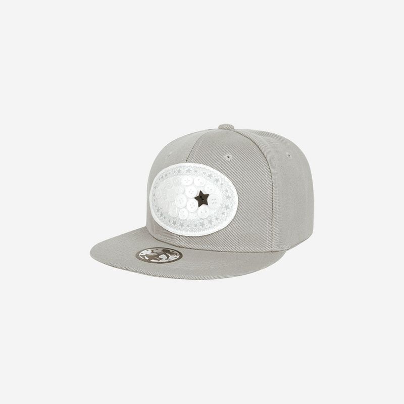 Lace Button Snapback / Grey