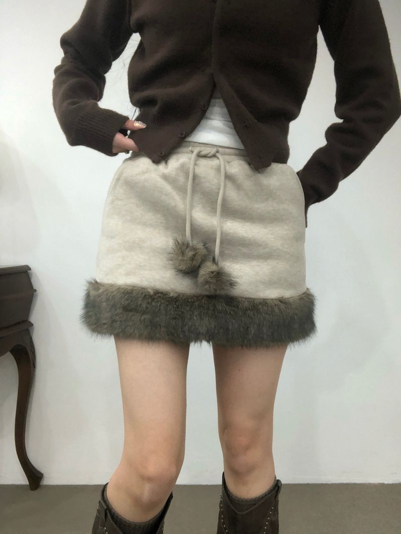Soft Fur Brown Sweat Skirt