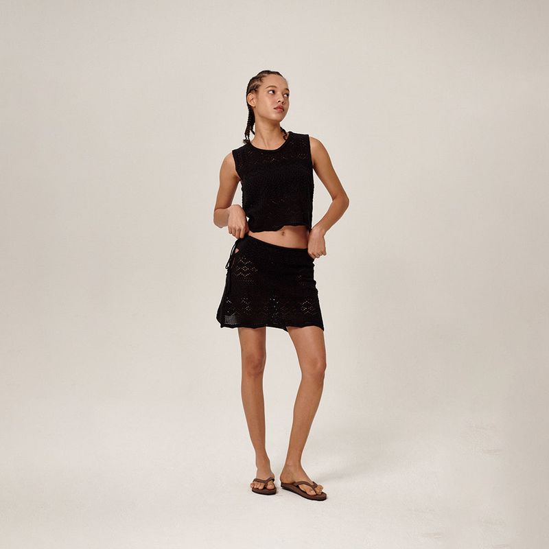 Tiki Knitted Sleeveless Black