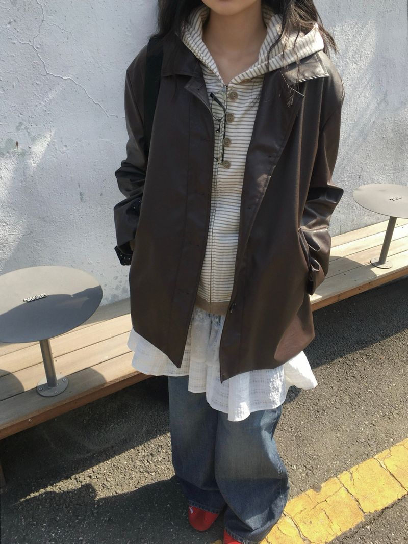 Leather Collar Jacket