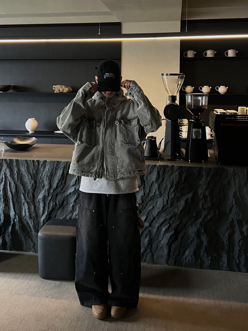 Cargo Zipper Carpenter Denim Pants (2 Colors)