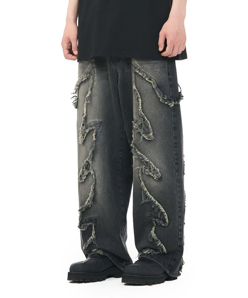 FLAME STAGE PANTS - WASHED BLACK
