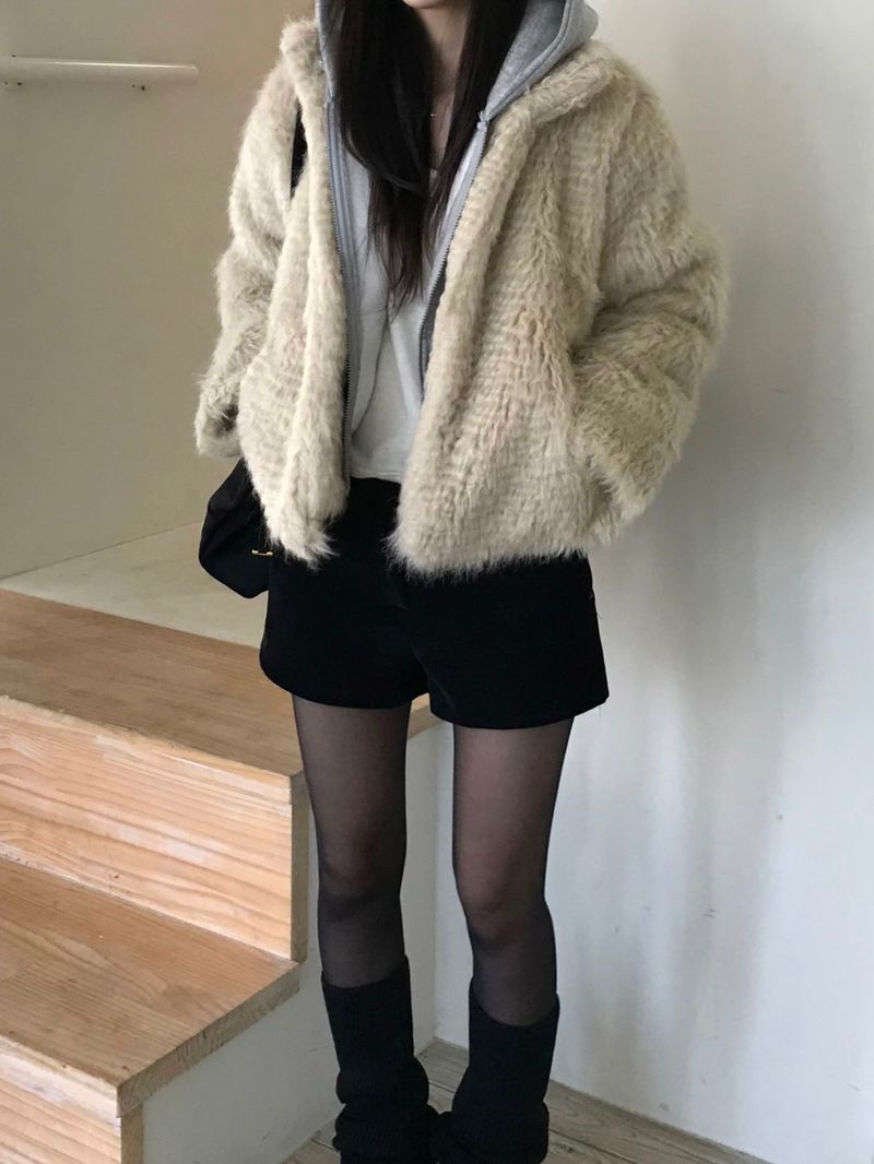 Perry High-Neck Fur Jacket (one color)