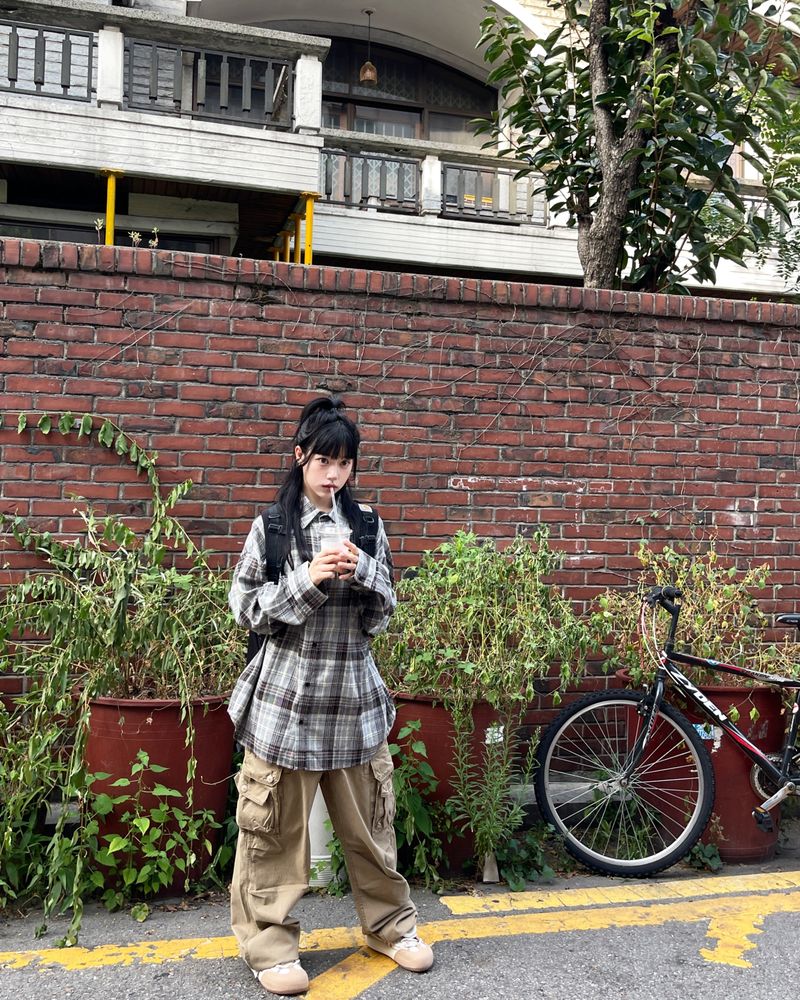 Shooting oversized-fit checkered shirt